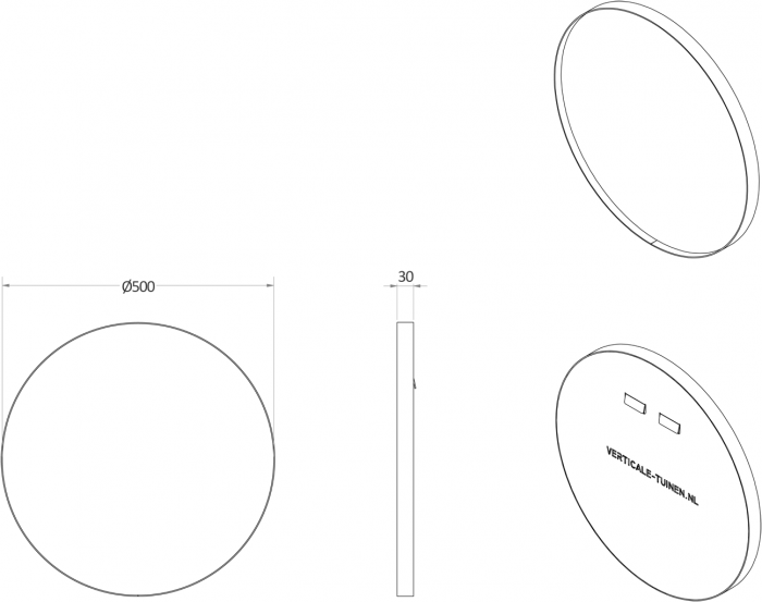 Mospaneel rond werktekening
